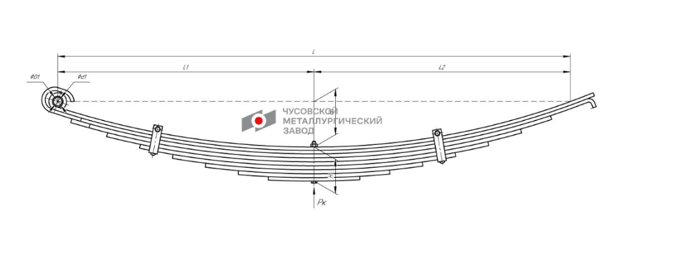 Рессора передняя камаз 6520 12 листовая с ушком схема