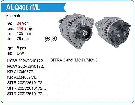 Генератор 24V 110A Sitrak C7H (ALQ4087ML)(ф1559)