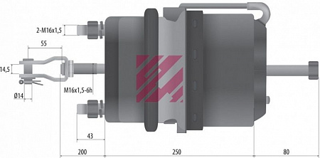 Тормозная камера с энергоаккумулятором с вилкой тип 24/24 (M2862424) (ПР3111)